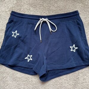 Lou & Grey Star Embroidered Lounge Shorts XL Navy Drawstring